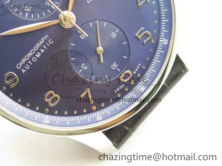 MIROTIME 0724 Timeless Portuguese Chrono IW371606 ZF 1:1 Best Edition Blue Dial on Black Leather Strap A 7099